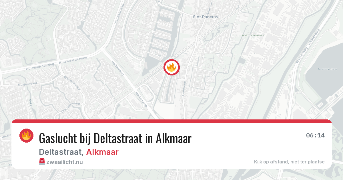Gaslucht bij Deltastraat in Alkmaar — 15 jul 2026