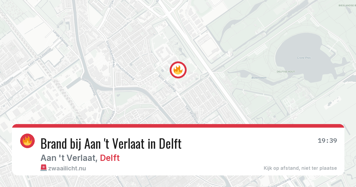 Brand bij Aan 't Verlaat in Delft — 15 mrt 2026