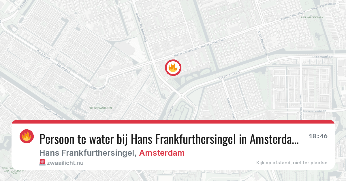 Persoon te water bij Hans Frankfurthersingel in Amsterdam — 25 mei 2026