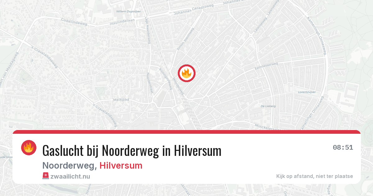 Gaslucht bij Noorderweg in Hilversum — 17 mrt 2026