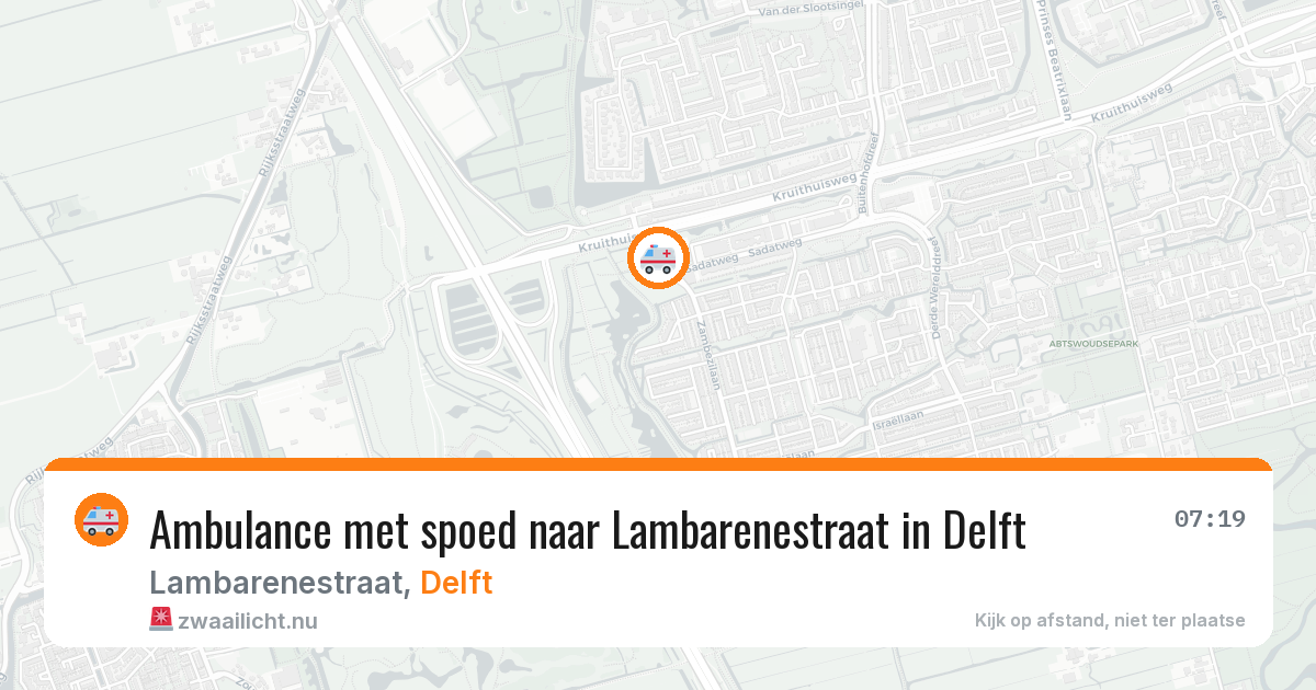 Ambulance met spoed naar Lambarenestraat in Delft — 22 apr 2026