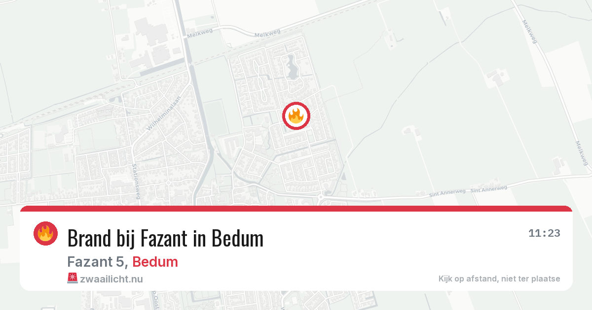 Brand bij Fazant in Bedum — 18 jul 2026