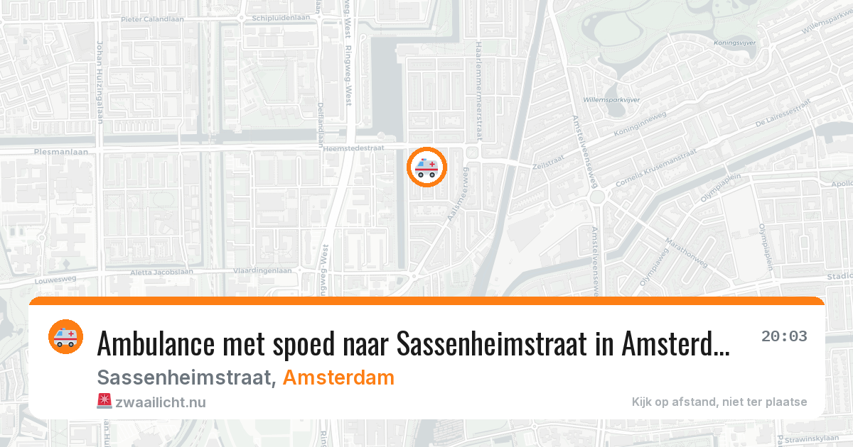 Ambulance met spoed naar Sassenheimstraat in Amsterdam — 21 apr 2026