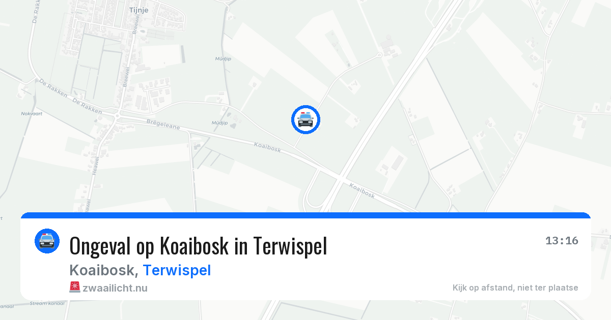 Ongeval op Koaibosk in Terwispel — 13 mei 2026