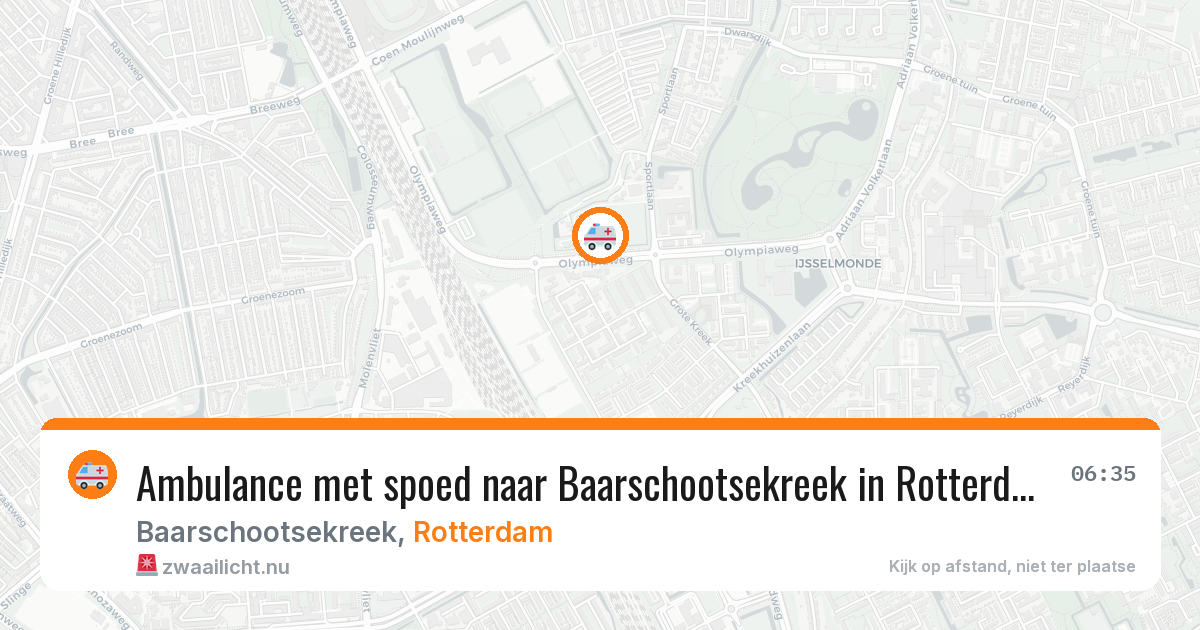 Ambulance met spoed naar Baarschootsekreek in Rotterdam — 18 mei 2026