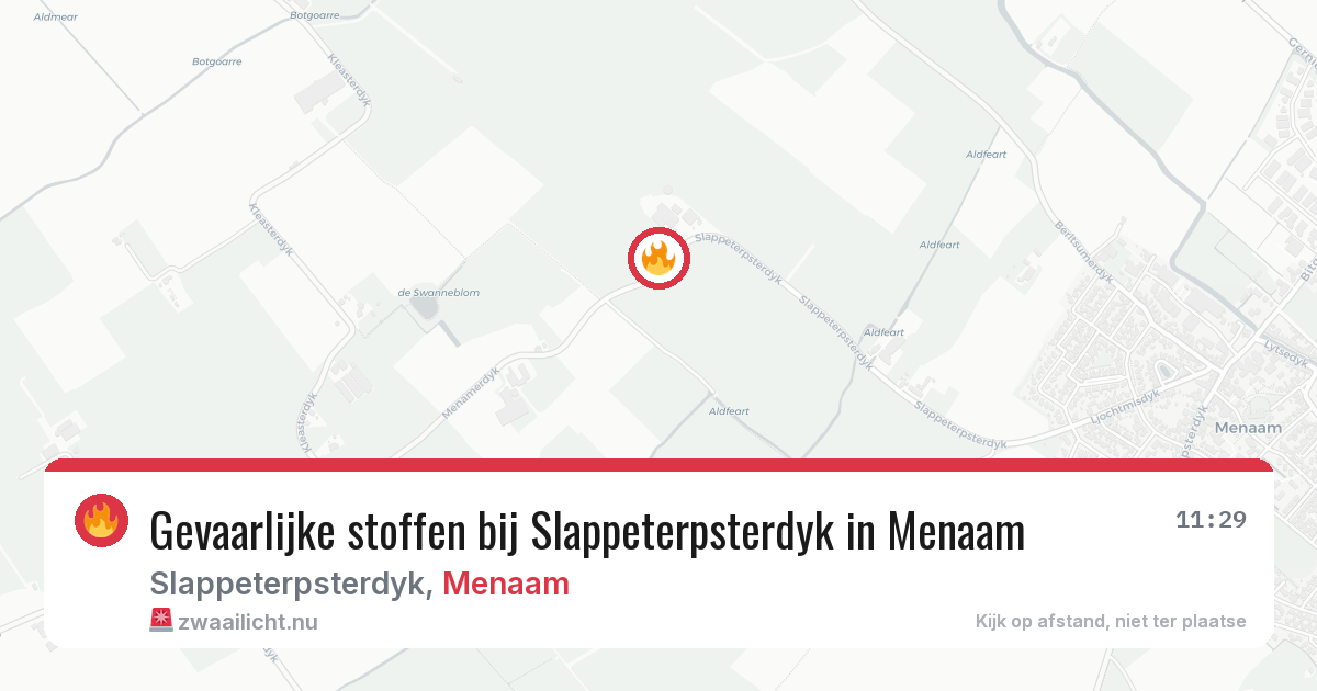 Gevaarlijke stoffen bij Slappeterpsterdyk in Menaam — 30 apr 2026