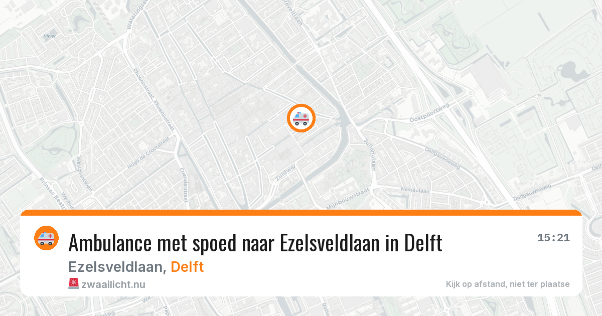 Ambulance met spoed naar Ezelsveldlaan in Delft — 21 feb 2026