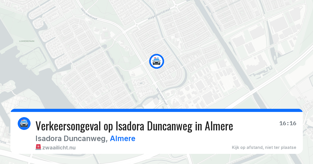 Verkeersongeval op Isadora Duncanweg in Almere — 19 mrt 2026