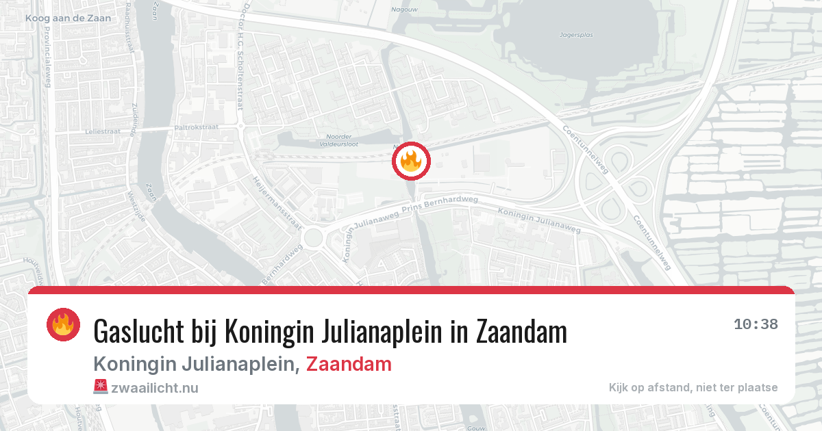 Gaslucht bij Koningin Julianaplein in Zaandam — 22 jul 2026