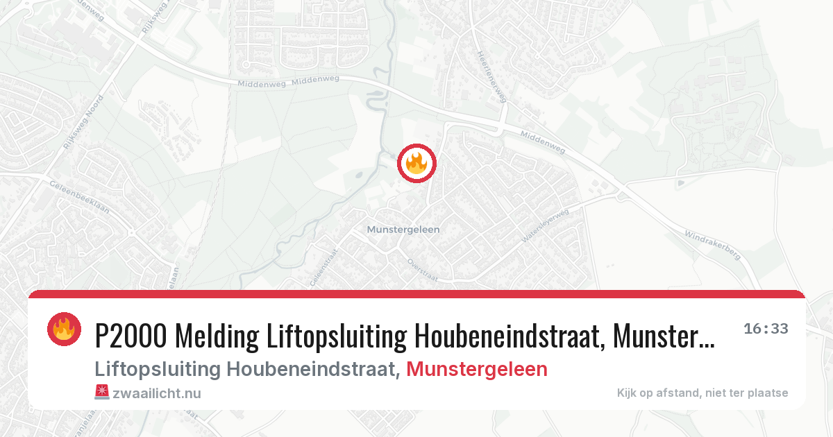 P2000 Melding Liftopsluiting Houbeneindstraat, Munstergeleen — 31 jan 2026