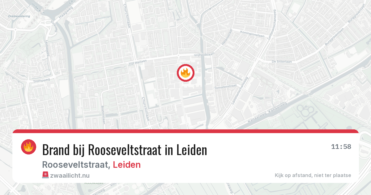 Brand bij Rooseveltstraat in Leiden — 25 jul 2026