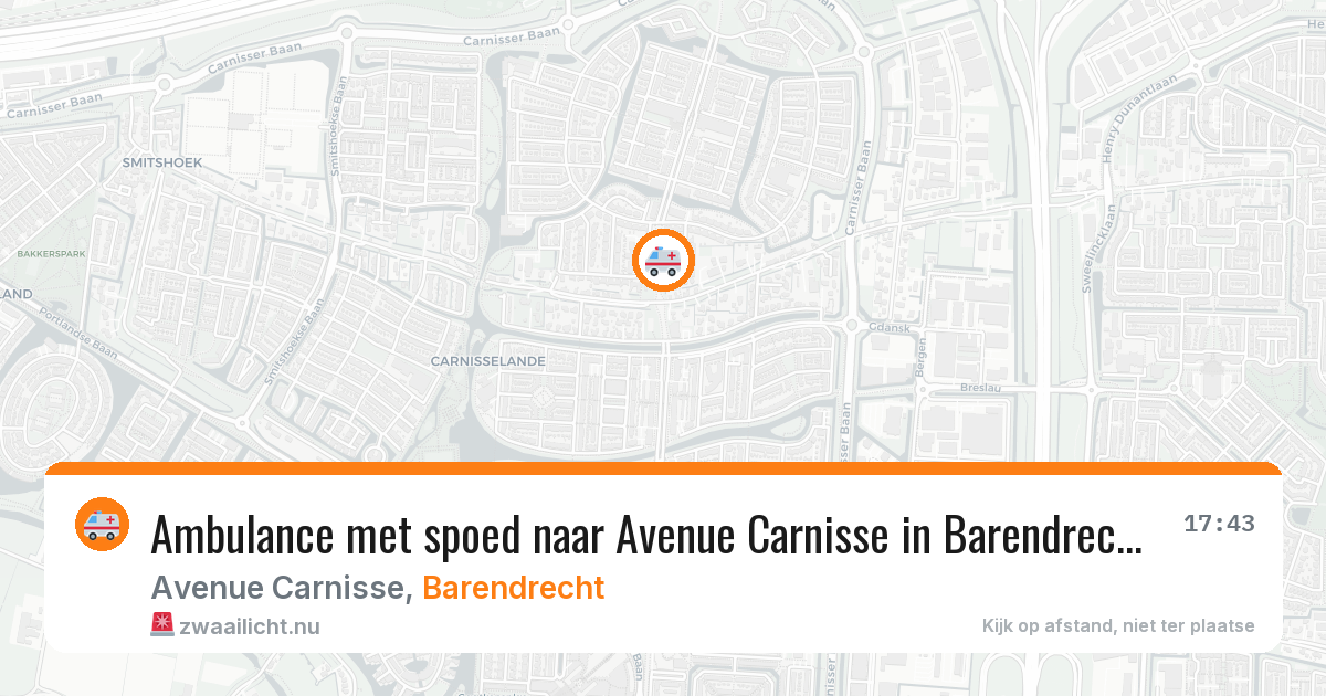 Ambulance met spoed naar Avenue Carnisse in Barendrecht — 16 jul 2026