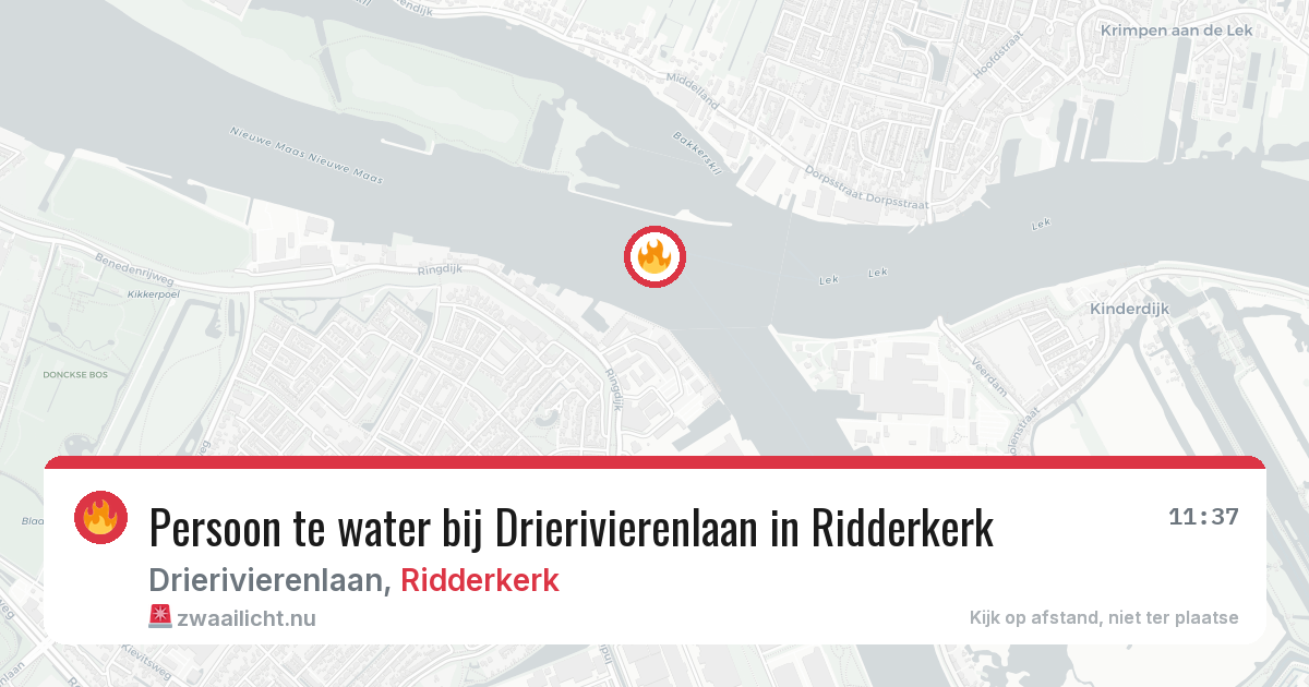 Persoon te water bij Drierivierenlaan in Ridderkerk — 17 jul 2026