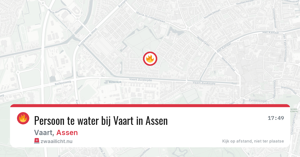 Persoon te water bij Vaart in Assen — 25 apr 2026