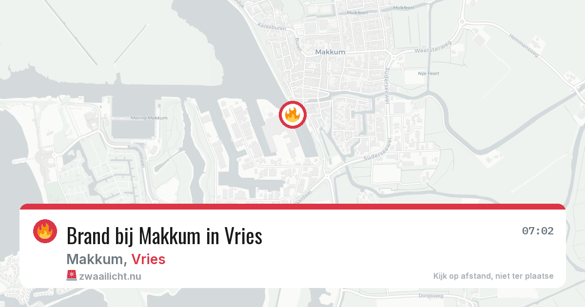 Brand bij Makkum in Vries — 16 mei 2026