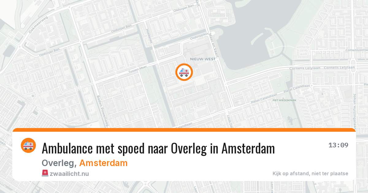 Ambulance met spoed naar Overleg in Amsterdam — 1 mei 2026