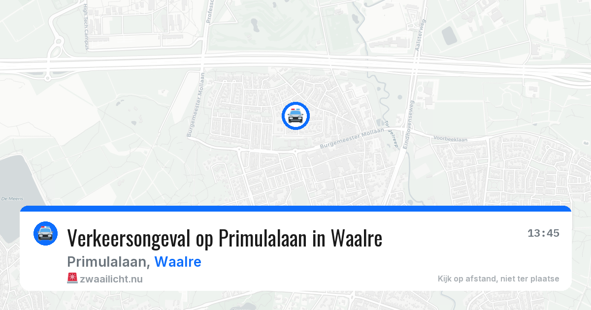 Verkeersongeval op Primulalaan in Waalre — 19 mrt 2026