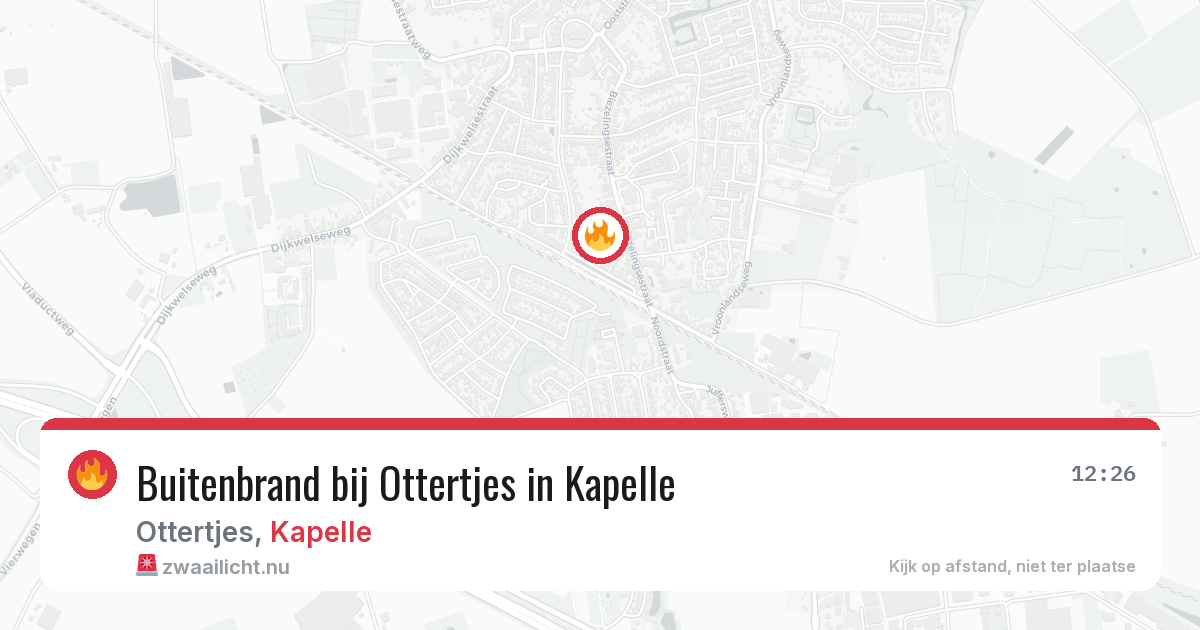 Buitenbrand bij Ottertjes in Kapelle — 18 mrt 2026