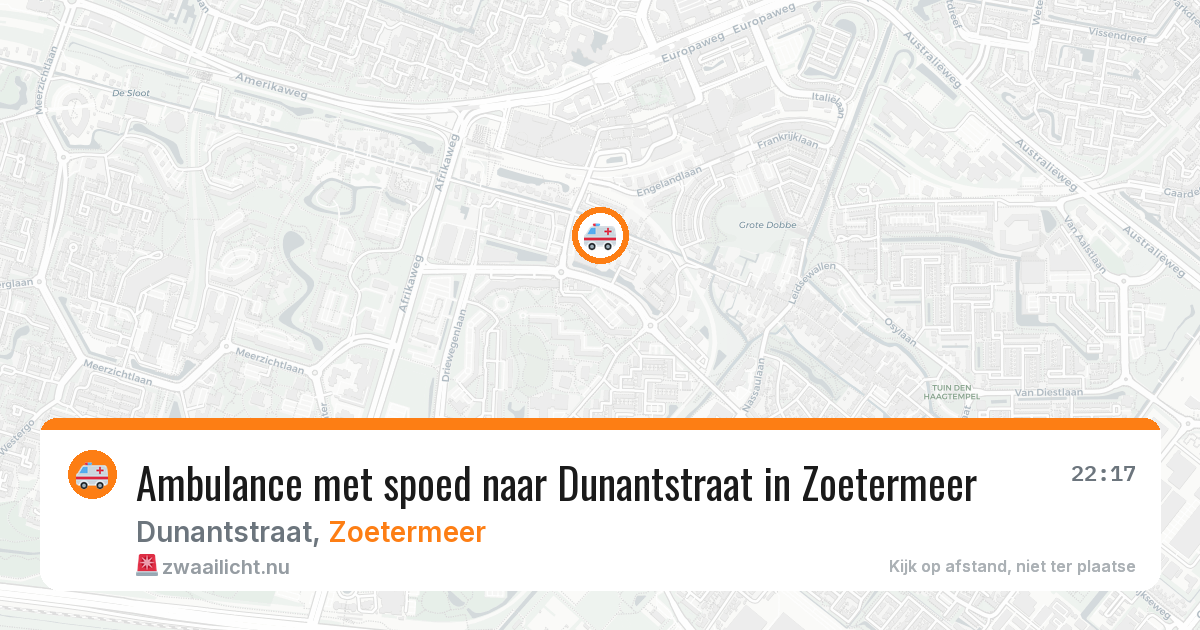Ambulance met spoed naar Dunantstraat in Zoetermeer — 18 mei 2026