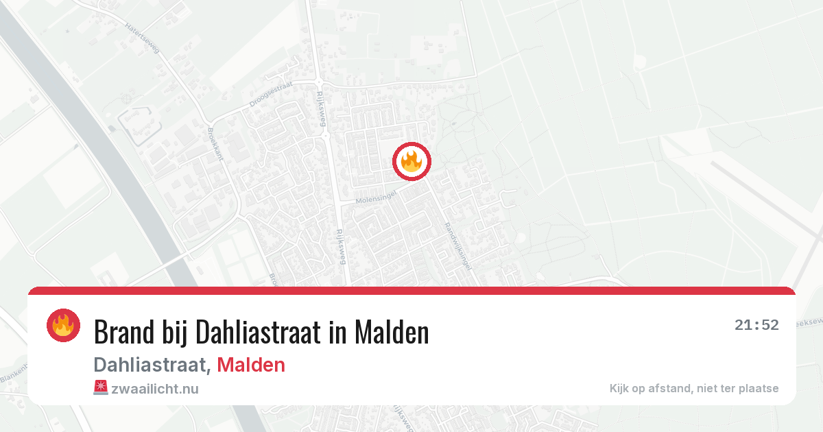 Brand bij Dahliastraat in Malden — 11 jul 2026