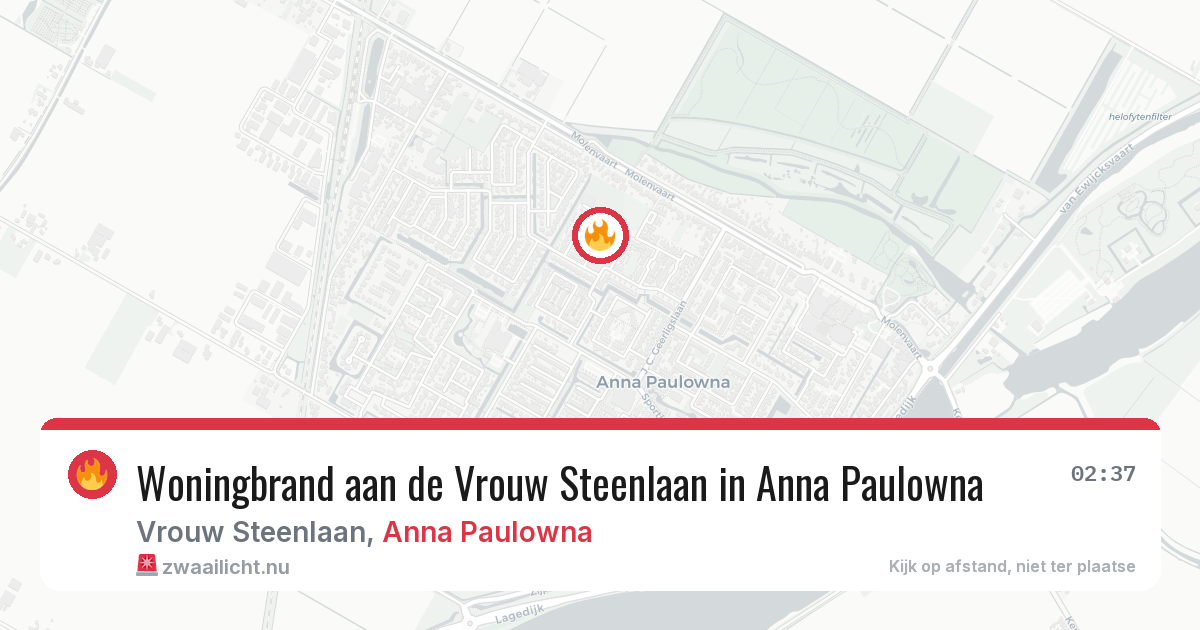 Woningbrand aan de Vrouw Steenlaan in Anna Paulowna — 17 jul 2026