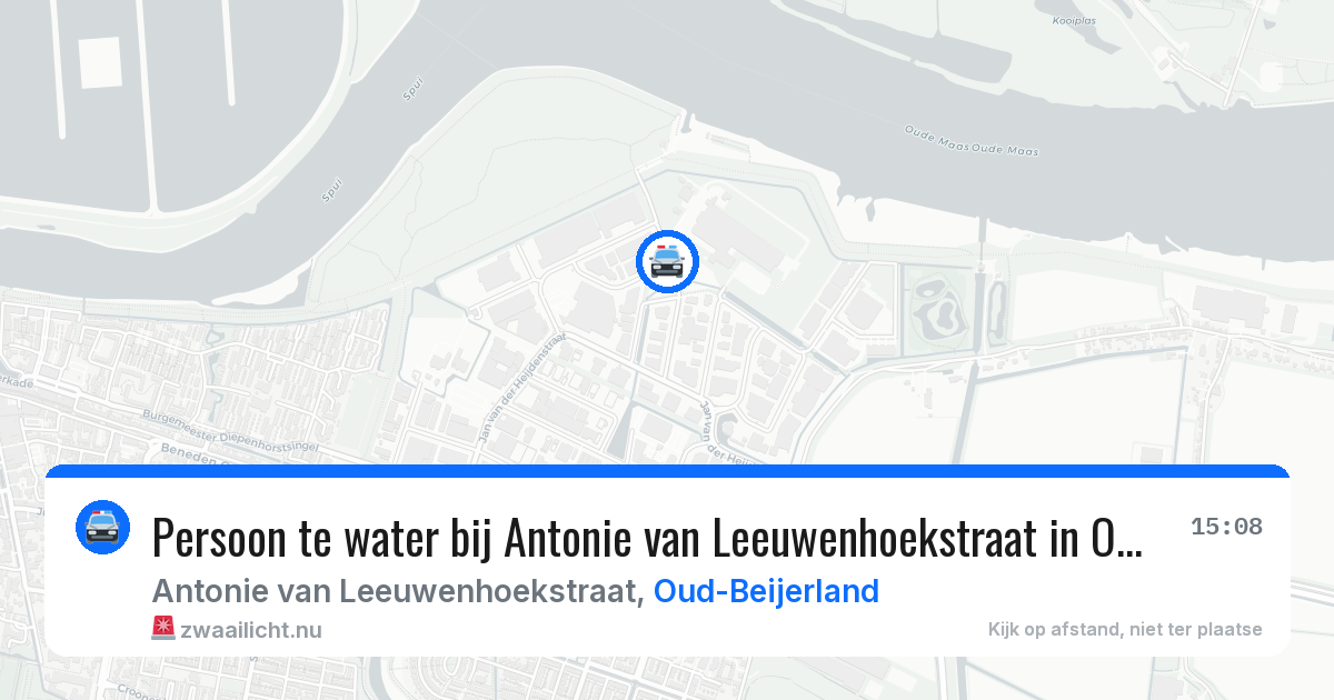 Persoon te water bij Antonie van Leeuwenhoekstraat in Oud-Beijerland — 2 jun 2026