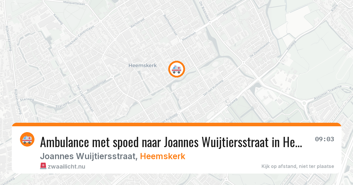 Ambulance met spoed naar Joannes Wuijtiersstraat in Heemskerk — 20 jul 2026