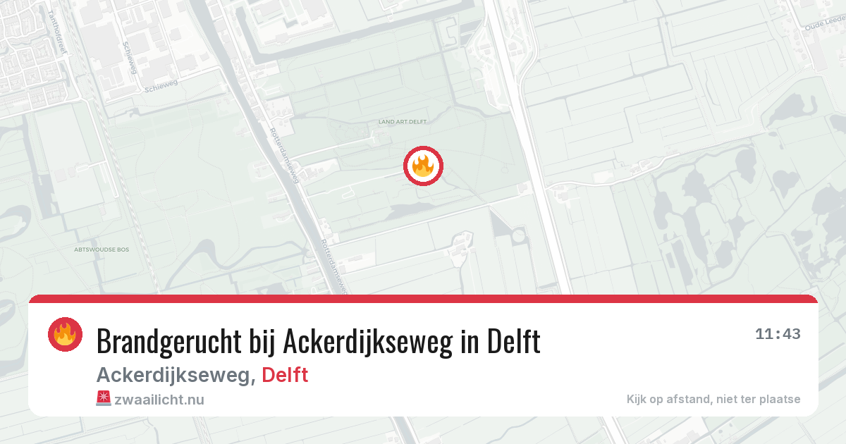 Brandgerucht bij Ackerdijkseweg in Delft — 17 jul 2026
