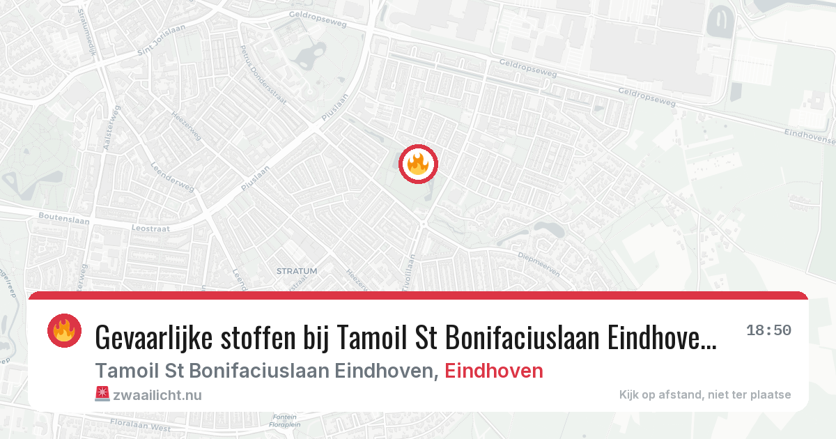 Gevaarlijke stoffen bij Tamoil St Bonifaciuslaan Eindhoven in Eindhoven — 28 mrt 2026