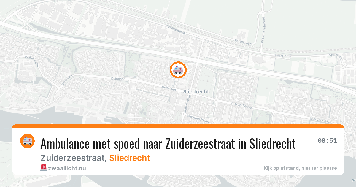 Ambulance met spoed naar Zuiderzeestraat in Sliedrecht — 25 jul 2026