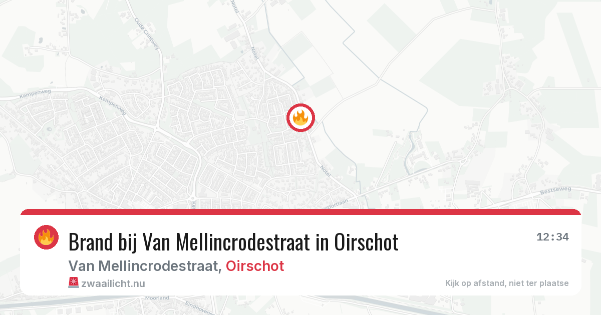 Brand bij Van Mellincrodestraat in Oirschot — 16 mrt 2026