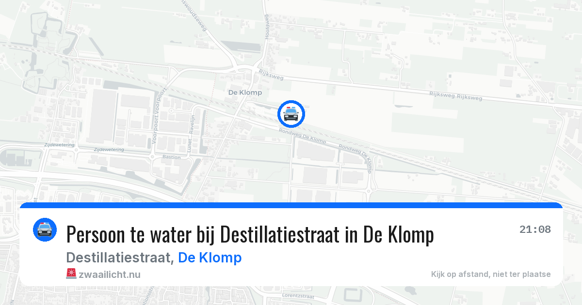 Persoon te water bij Destillatiestraat in De Klomp — 19 mrt 2026