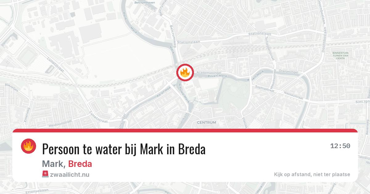 Persoon te water bij Mark in Breda — 2 jun 2026