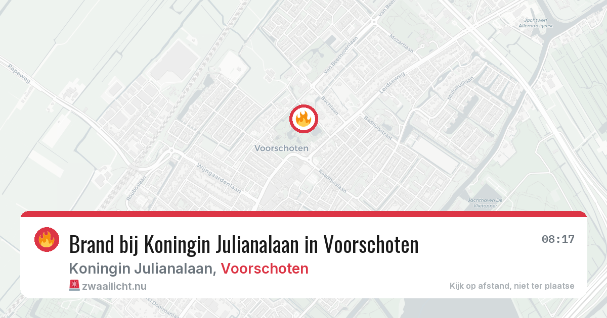 Brand bij Koningin Julianalaan in Voorschoten — 17 mrt 2026