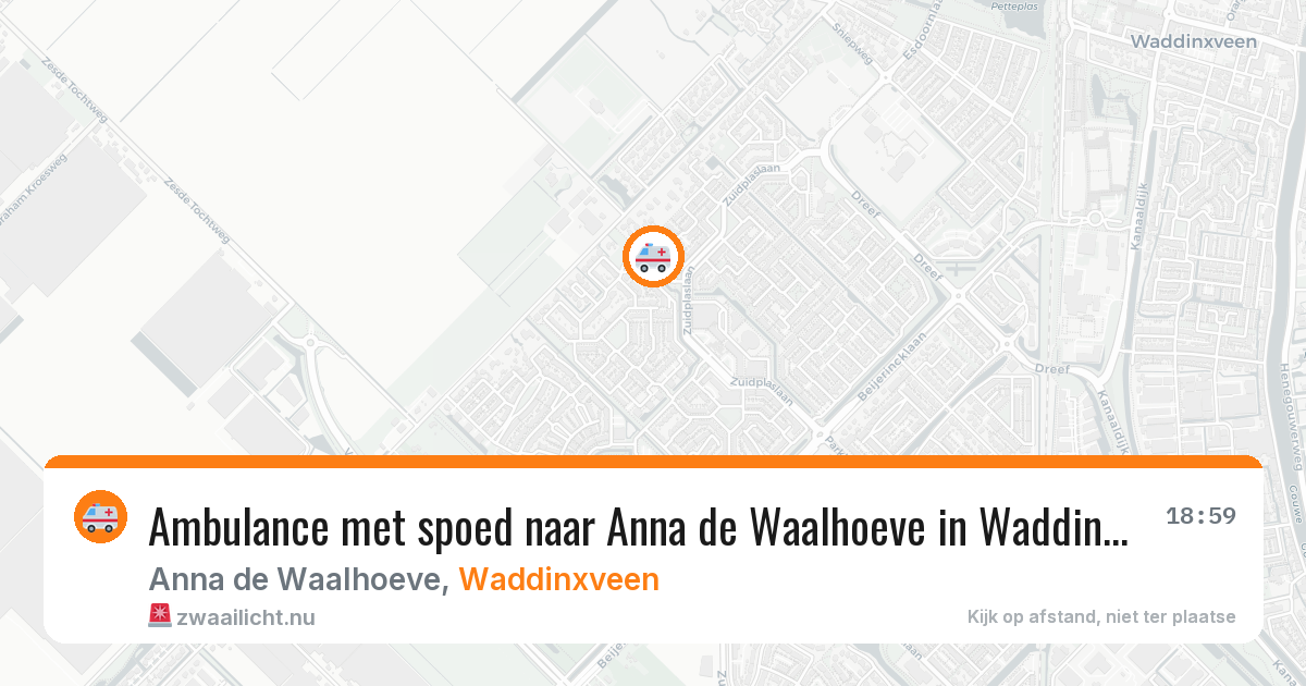 Ambulance met spoed naar Anna de Waalhoeve in Waddinxveen — 20 jul 2026