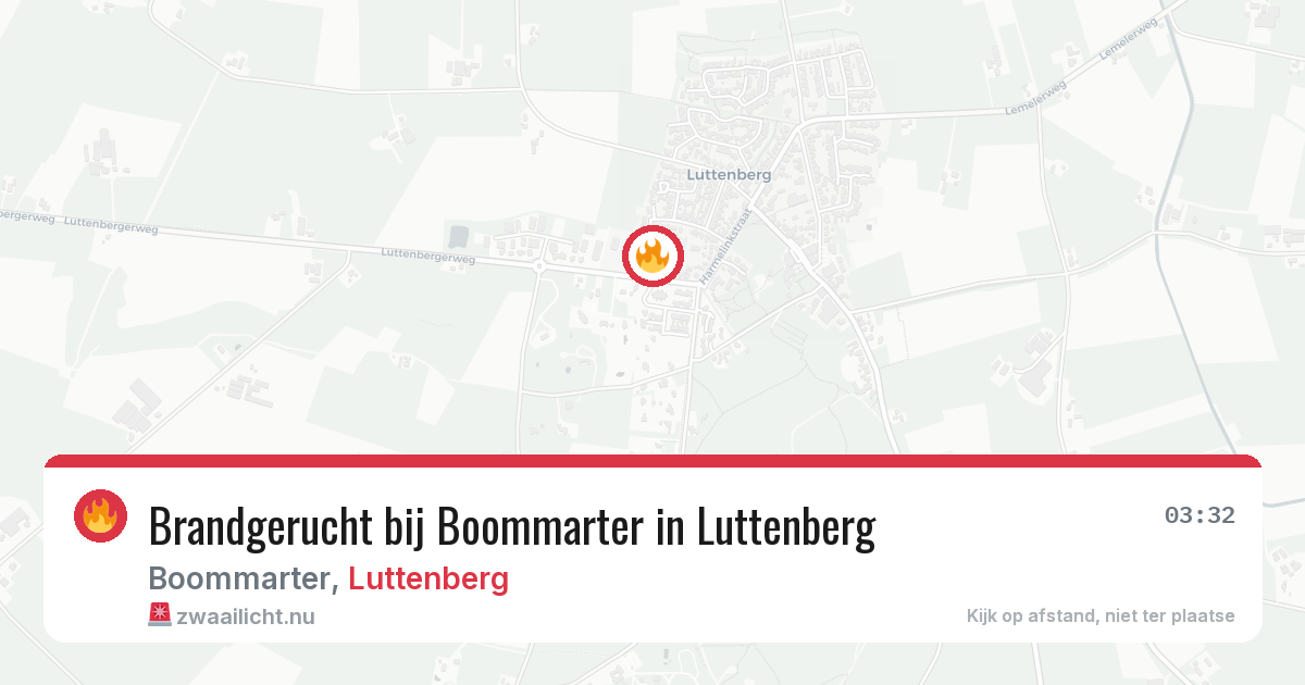 Brandgerucht bij Boommarter in Luttenberg — 24 mei 2026