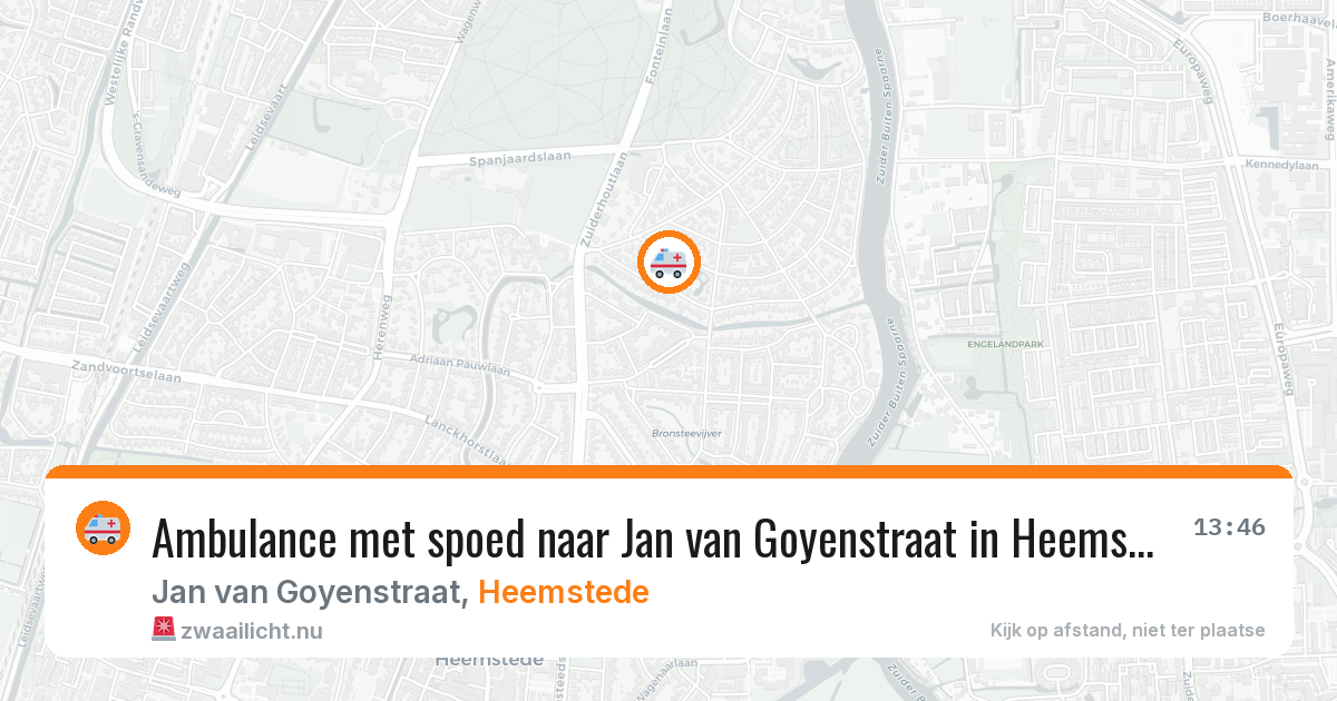 Ambulance met spoed naar Jan van Goyenstraat in Heemstede — 13 jul 2026