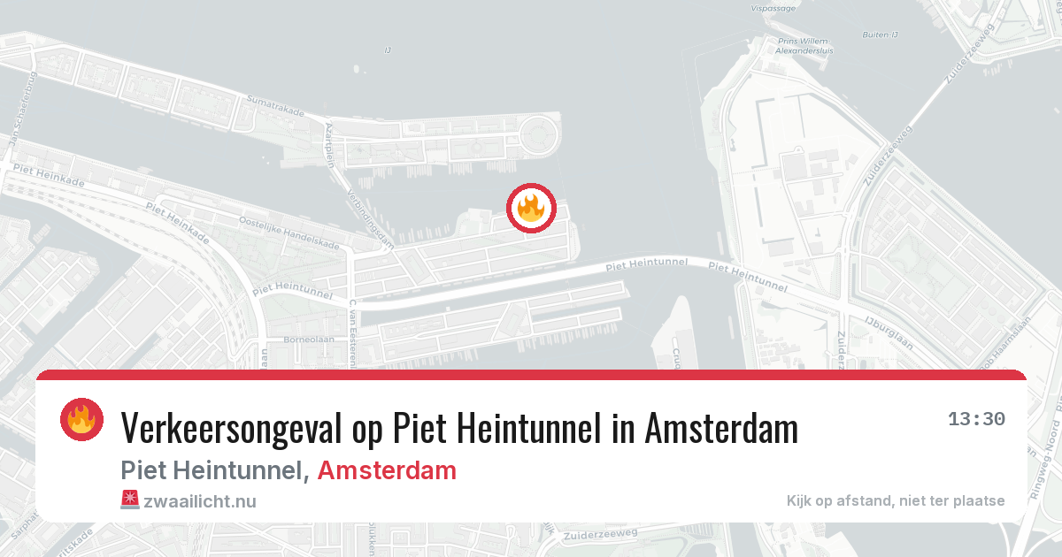 Verkeersongeval op Piet Heintunnel in Amsterdam — 14 jul 2026