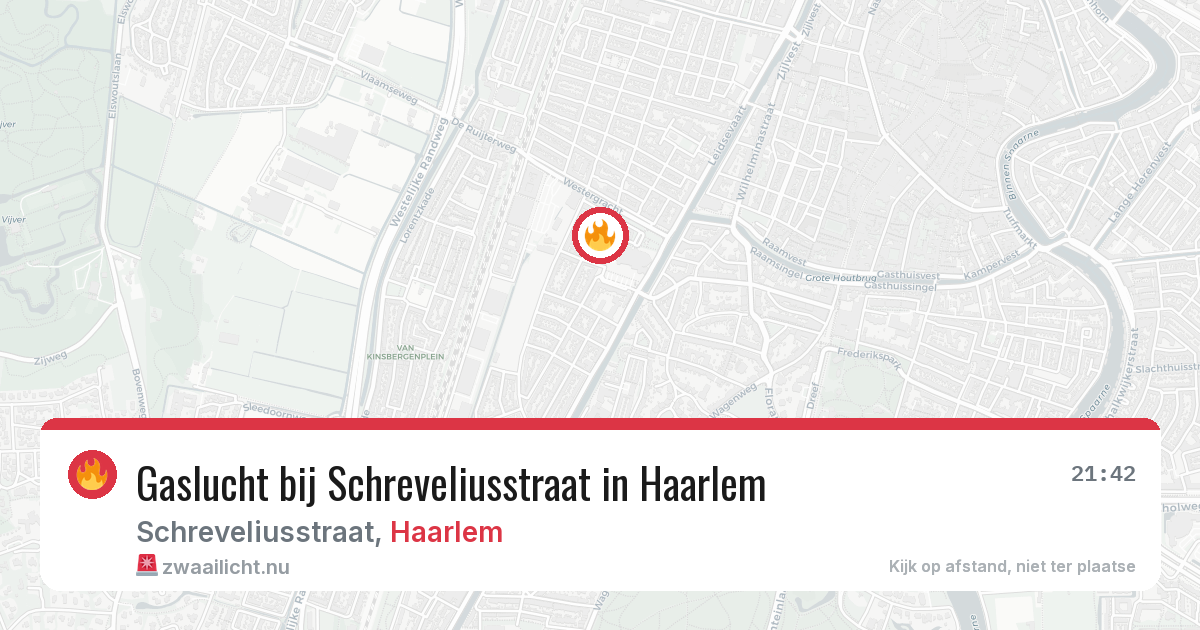 Gaslucht bij Schreveliusstraat in Haarlem — 21 jul 2026