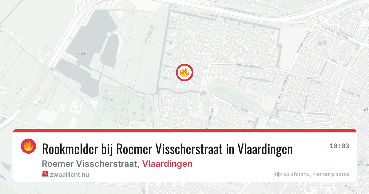 Rookmelder bij Roemer Visscherstraat in Vlaardingen — 25 mei 2026