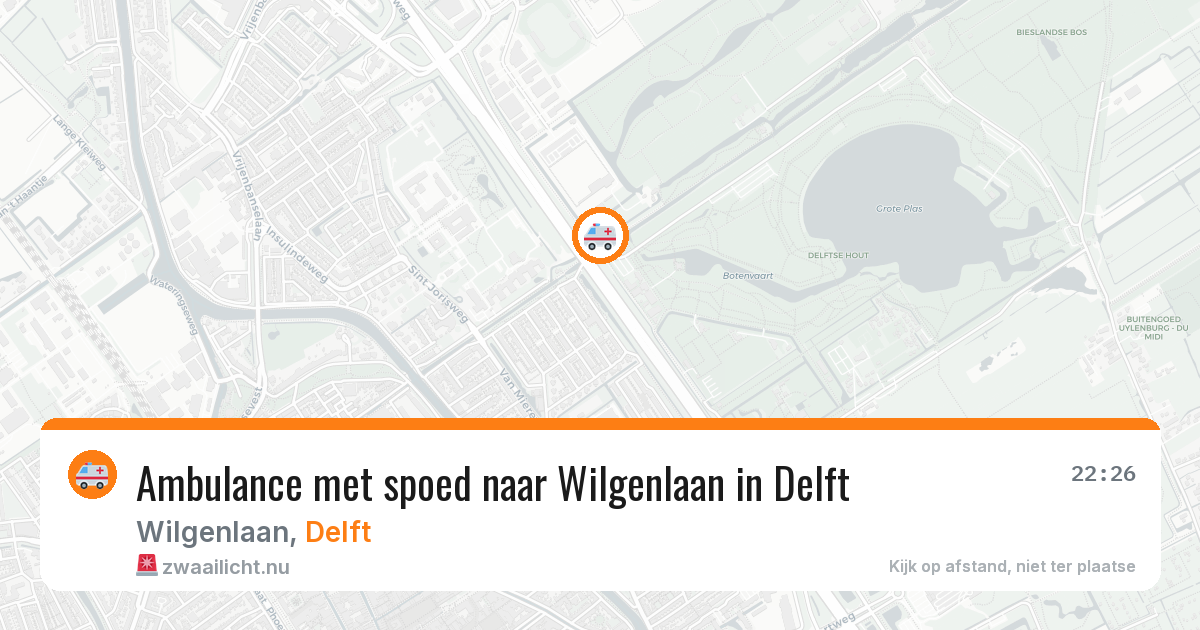 Ambulance met spoed naar Wilgenlaan in Delft — 27 mei 2026