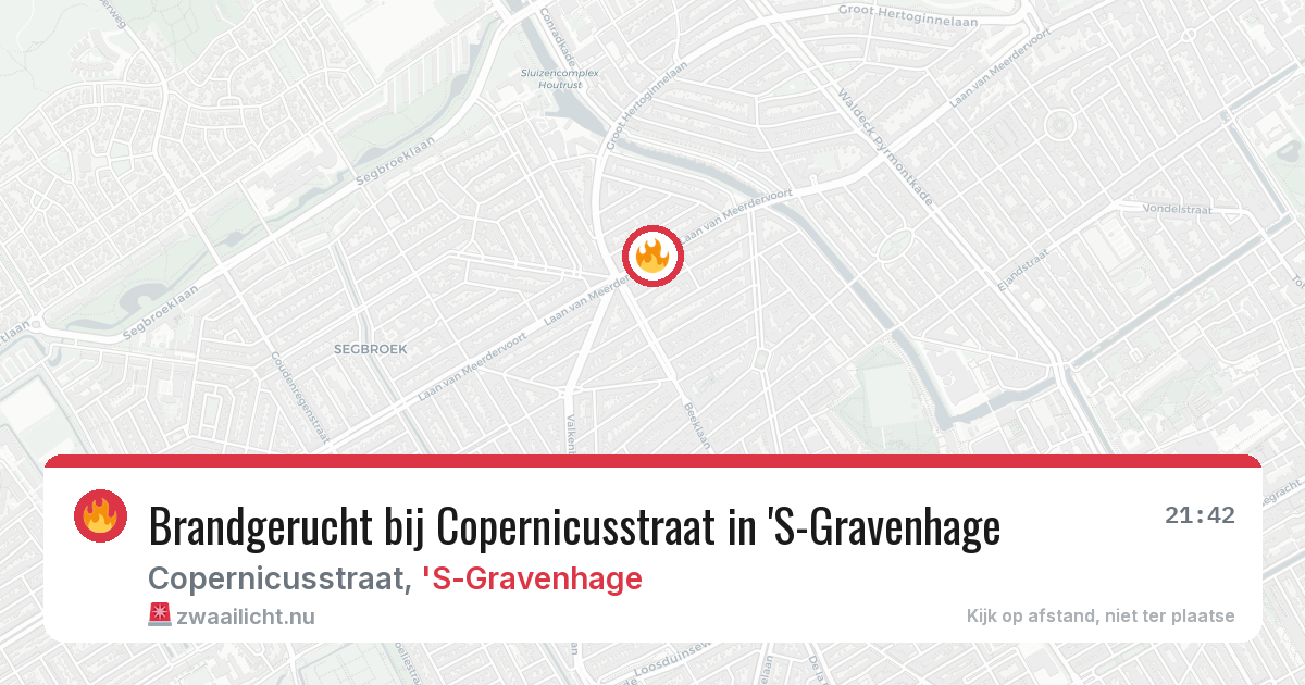 Brandgerucht bij Copernicusstraat in 'S-Gravenhage — 1 jun 2026