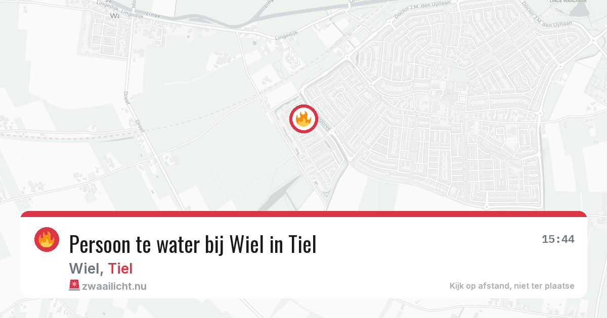 Persoon te water bij Wiel in Tiel — 14 jul 2026