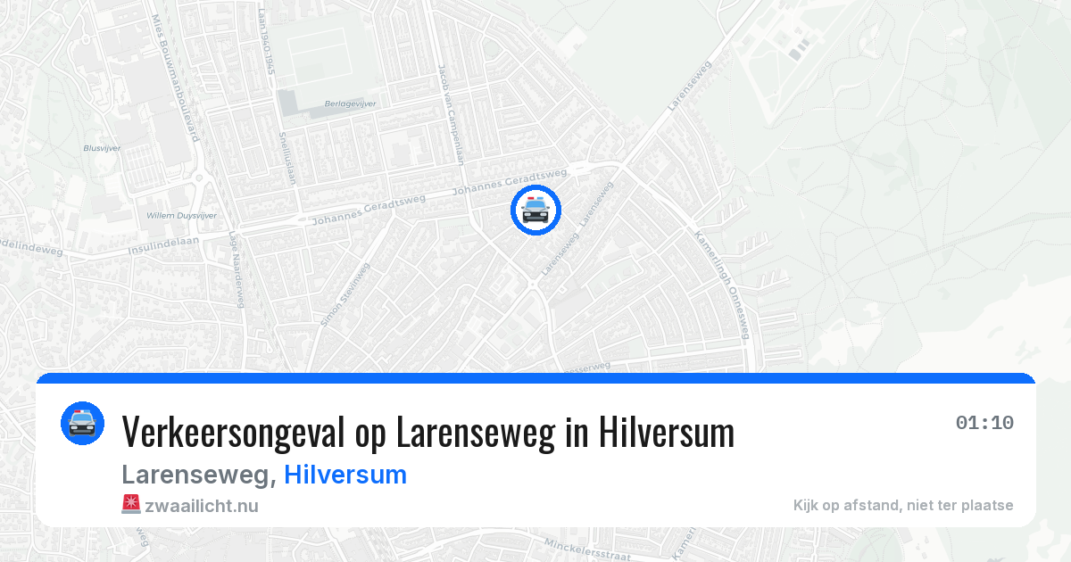 Verkeersongeval op Larenseweg in Hilversum — 26 jul 2026