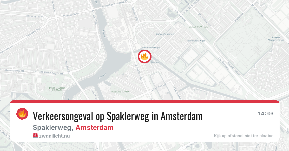 Verkeersongeval op Spaklerweg in Amsterdam — 20 jul 2026