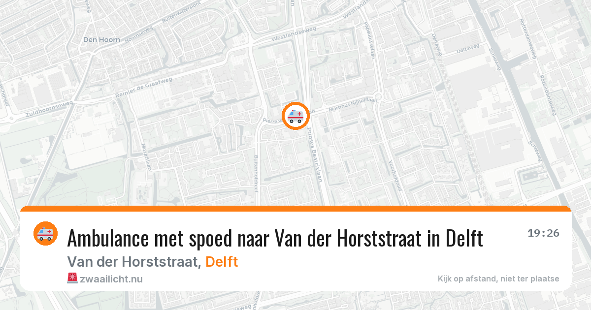 Ambulance met spoed naar Van der Horststraat in Delft — 23 jul 2026