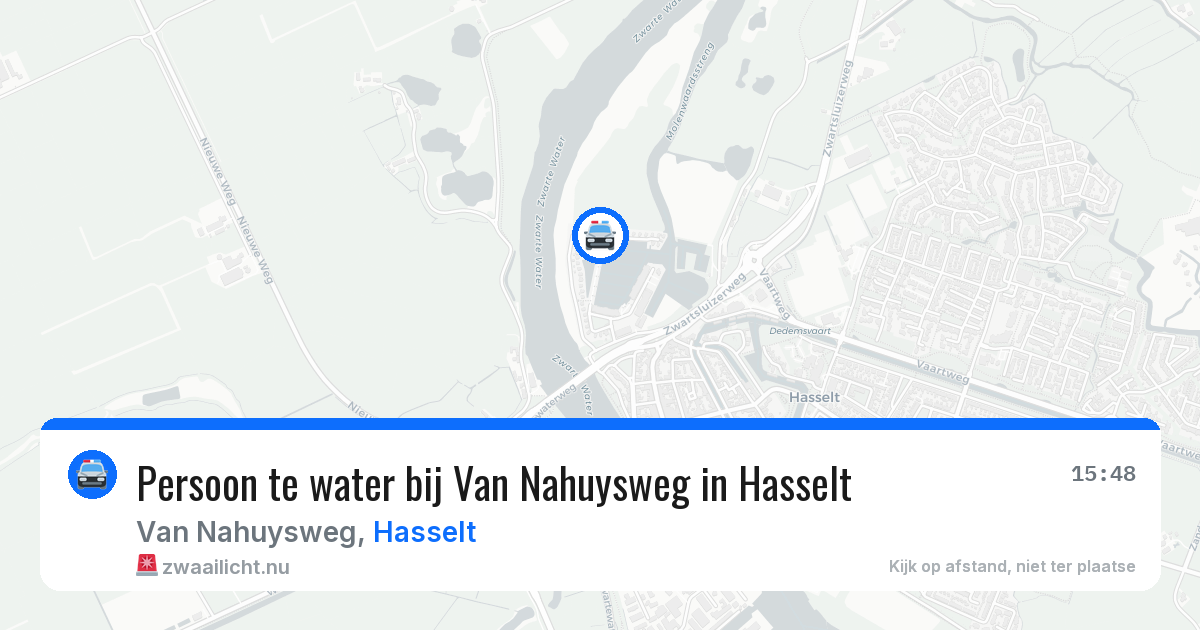 Persoon te water bij Van Nahuysweg in Hasselt — 8 jul 2026