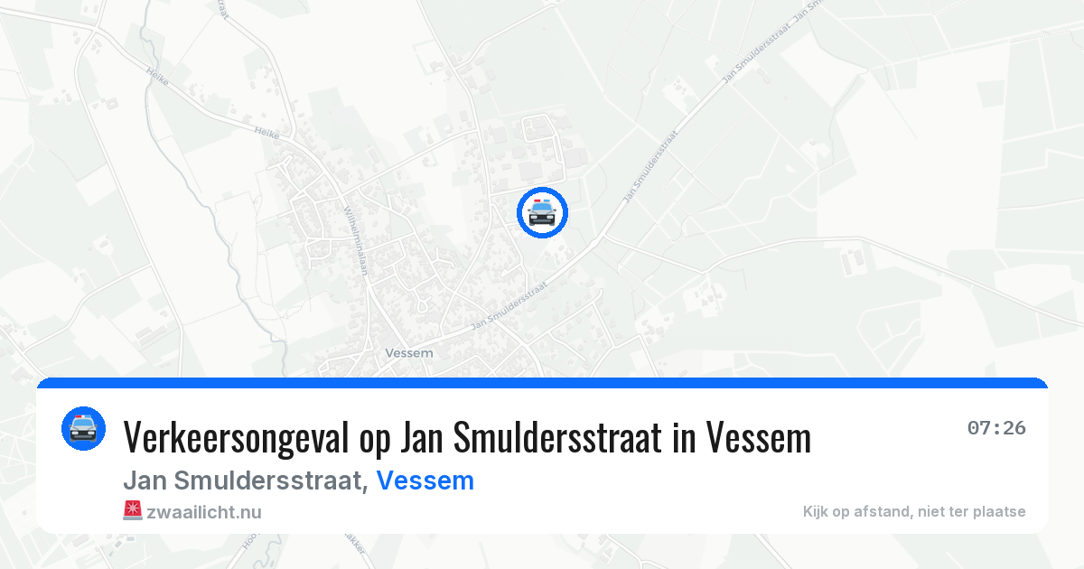 Verkeersongeval op Jan Smuldersstraat in Vessem — 7 jun 2026