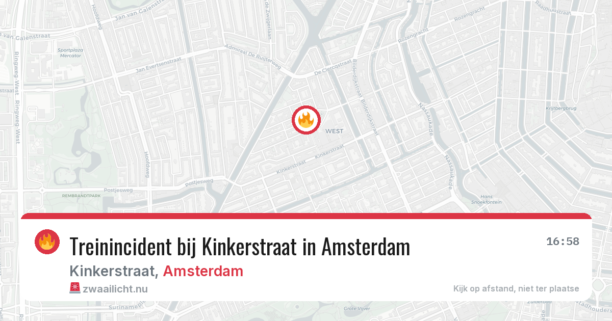 Treinincident bij Kinkerstraat in Amsterdam — 1 apr 2026