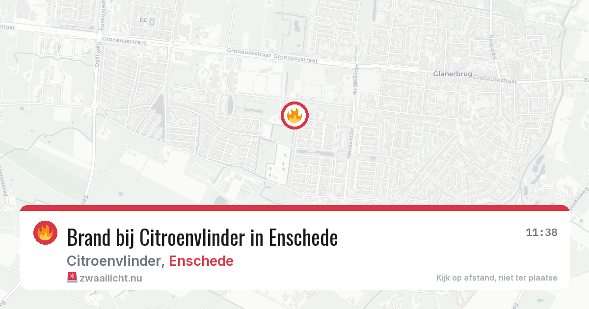 Brand bij Citroenvlinder in Enschede — 18 jul 2026